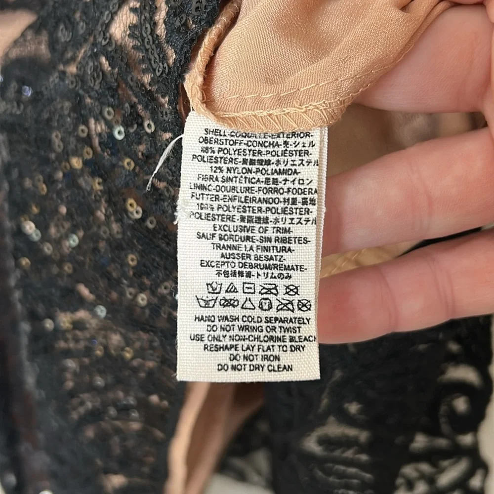 Free People Night Shimmer Sequin Lace Mini Dress Size‎ 0 Black Homecoming